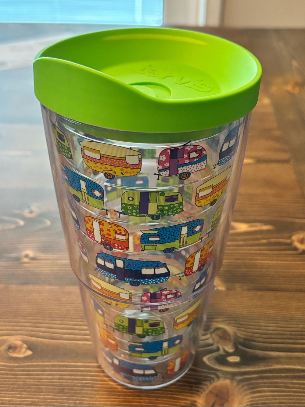 tervis Green Lid Tumbler with Multi-Color Camper Van Design